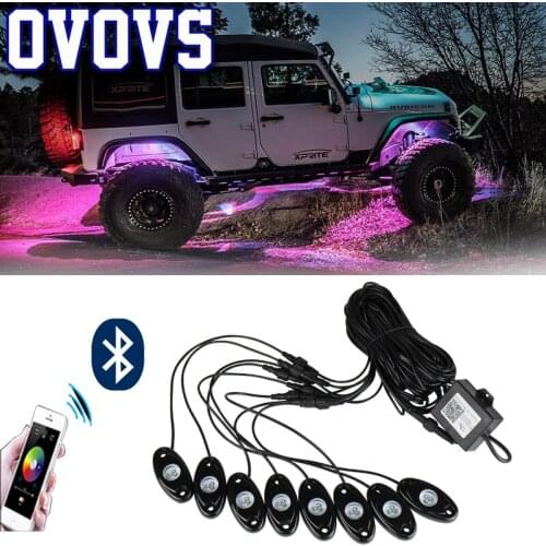 12v RGB LED Rock Lights Neon LED Light Kit with 8 Pods Lights for Truck Car ATV SUV Vehicle Boat
