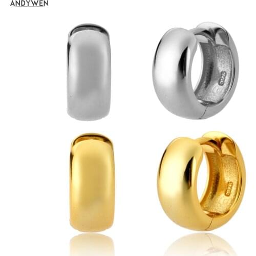 ANDYWEN 925 Sterling Silver 10mm Plain Thick Huggies Hoop 2020 Rock Punk Party Luxury Fashion Jewelry For Women Piercing