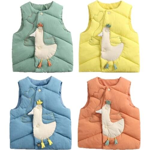 Autumn Girls Warm Vest Baby Boys Thicken Waistcoat Kids Outerwear Vest Children Clothing Cute Animal Down Cotton Jackets Vest