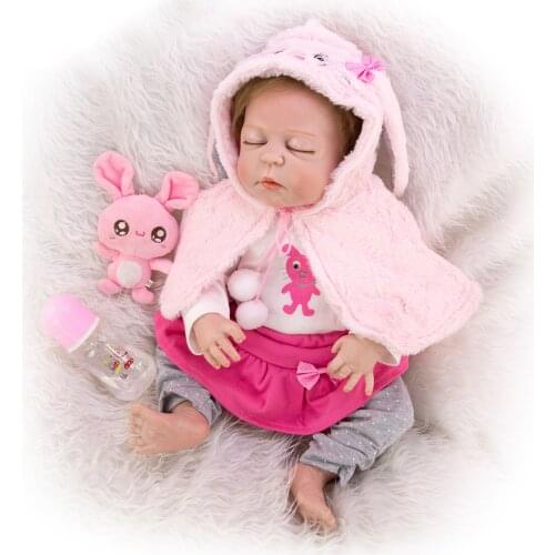 Lifelike 23'' 57 cm Reborn Baby Dolls Full Vinyl silicone Body reborn babies alive girl doll red skin hair rooted bonecas