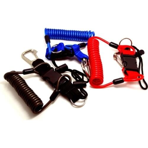 Spiral Coiled Quick Release Buckle Scuba Snorkeling Diving Lanyard with Metal Snap Clip for Dive Outdoor Equipment