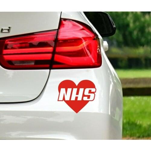Tall - Laptop or Car Sticker Love NHS in Heart - 15cm - Red Colour Glue Sticker Car Body Window PVC 141 Not Packaged Changsen