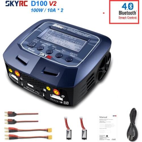 Skyrc D100 V2C Charger Twin-Channel AC/DC LiPo 1-6s 2x100W Dual with Bluetooth Balance Charger Discharge for Lipo Li-ion Battery