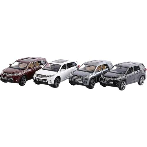 1/32 Jackiekim For Toyota Highlander 2018 Diecast Car SUV Model Toys Kids Pull Back Sound light Black/White/Gray/Wine red