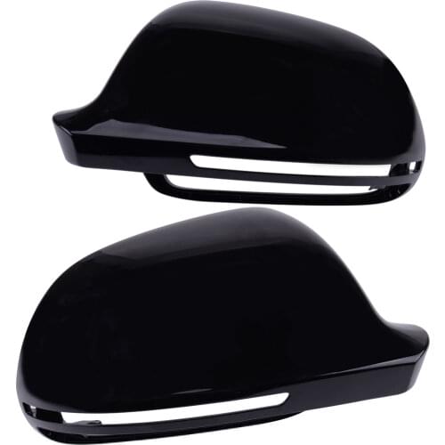 1Pair Side Wing Rearview Mirror Cover Cap Casing Shiny Black 8F0857528B Fit for AUDI A3 A4 B8 A5 A6 A8 S8 Q3 Without Side Assist