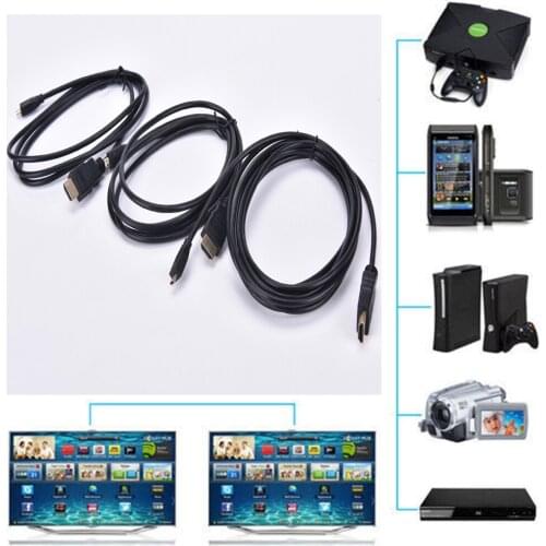 1PC 1.5M/1.8M/3M HDMI Male To Male Extension Cable HDMI v1.4 Male to Micro HDMI Male Adapter Converter Cable Cord HD 4K 1080P