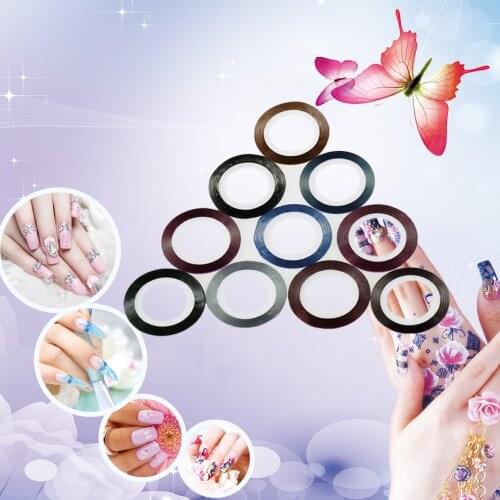 10 Colors Nail Rolls Striping Tape Line Nail Art Sticker Decoration Self-adhesive DIY Art Tips Decoration Sticker