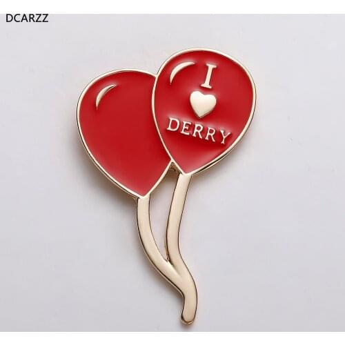 20 pcs IT Pennywise Enamel Pin Horror Movie Stephen King Badge I love Derry Ballon Brooch We all float down here Lapel Jewelry