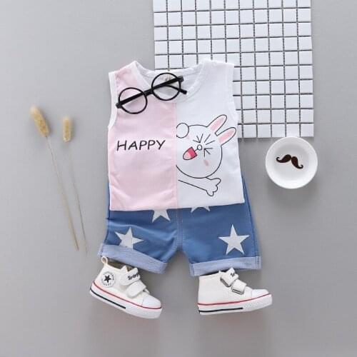 2019 new summer childrens suits fashion cotton kids clothes cartoon rabbit baby girls clothes sets quality toddler girl clothes