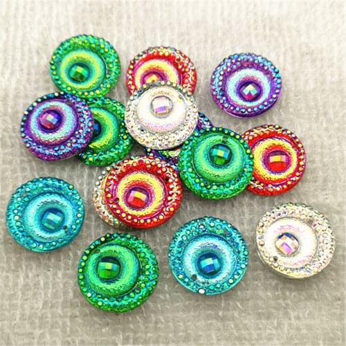 40PCS 16mm AB Resin Peacock eye Rhinestone Flatback Wedding Diy Button Crafts