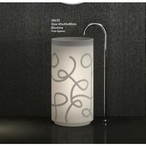 Resin Acrylic Bathroom Pedestal Wash Basin Freestanding Resin Illumine Sink Cloakroom Vanity lighting Wash Sink RS38236-450