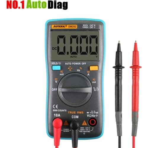 Auto Digital Multimeter 6000 Counts Backlight AC/DC Transform Ohm Ammeter Resistance Capacitance Temperature Tester Meter DM202