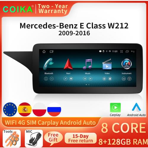 Carplay Android 10 System Car Multimedia Player For Mercedes-benz W212 2009-2016 WIFI BT GPS Navi Radio IPS Touch Screen Stereo