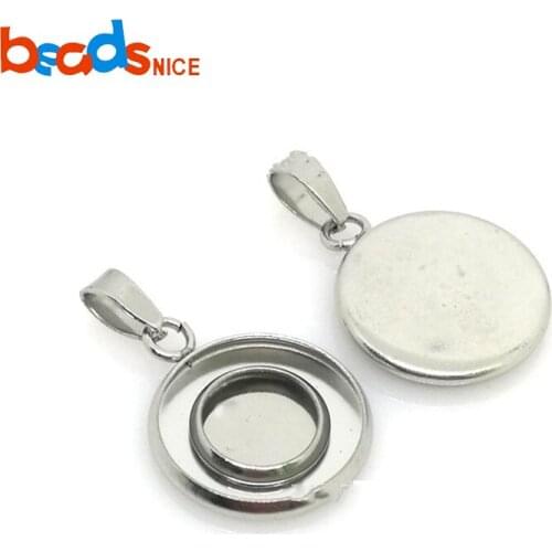 Beadsnice ID38320smt17 Stainless Steel Double Circle Round Cabochon 20mm Round Custom Jewelry Tray