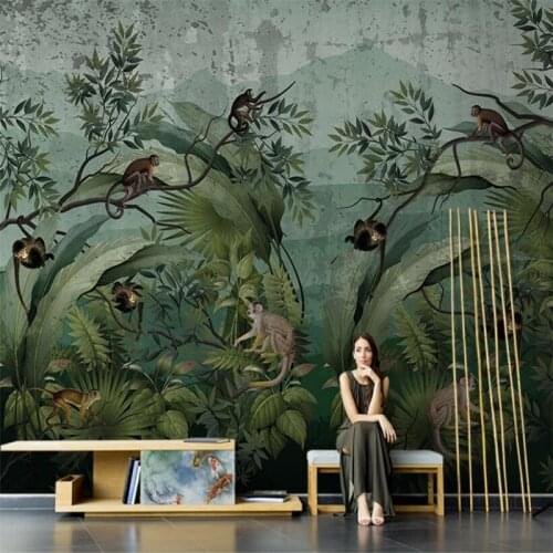 Beibehang Custom Southeast Asian forest monkey animal wallpapers for living room TV background 3d wall sticker mural wallpaper