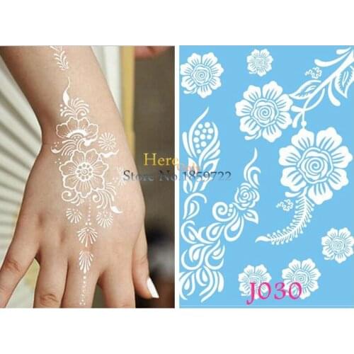 Large Henna tattoo stickers body art Flash Metallic henna tattoos paste Braclet HJ030 Sunflower white Ink Henna Lace indian leaf