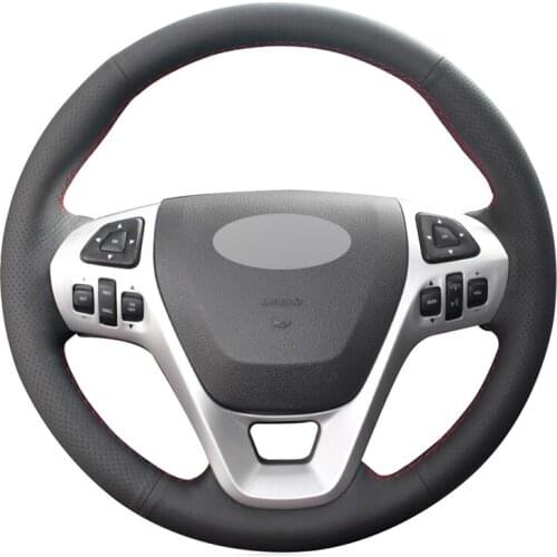 Black Artificial Leather No-slip Car Steering Wheel Cover for Ford Explorer 2011-2019 Taurus 2013-2019 Edge 2011-2014 Flex 2013