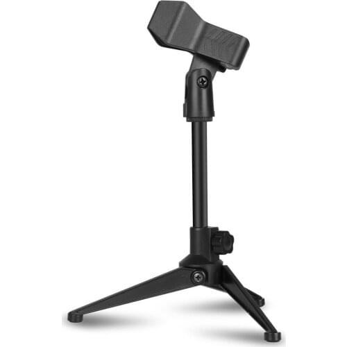 Depusheng L6 Universal Mini Desktop Microphone Stand Tripods Tabletop Holed Adjustable Height Mount With Spring-Loaded Mic Clip