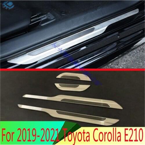 For 2019 Toyota Corolla E210 Sport Hatch Hatchback Auris Silver wire drawing Stainless Steel Outside door sill Protectors