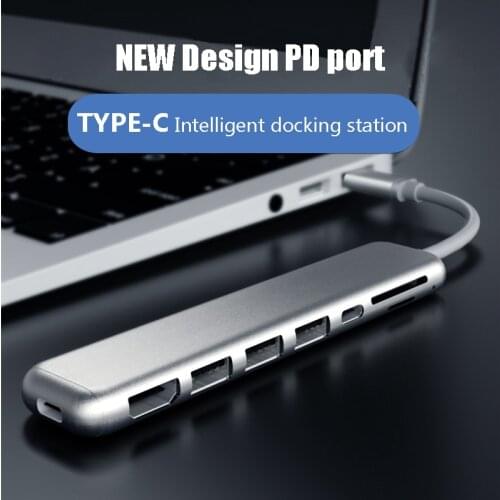 Type-C usb Thunderbolt 3 HUB docking HDMI SD TF Card expansion converter for Macbookpro Huawei Sumsung Xiaomi tablet OTG adapter