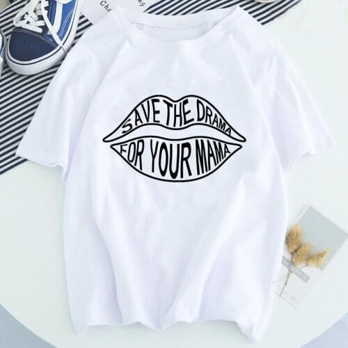 Summer Womens T-shirt Lip letters Printed Tshirt short sleeve Tshirt 90s Girls clothing tops tees Harajuku t-shirt femme