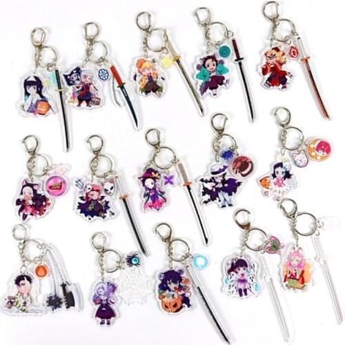 Demon Slayer Kimetsu no Yaiba Tanjirou Nezuko Nichirin Sword Tsuyuri Kanao Model Doll Acrylic Keychain Figure Toy Bag Pendant