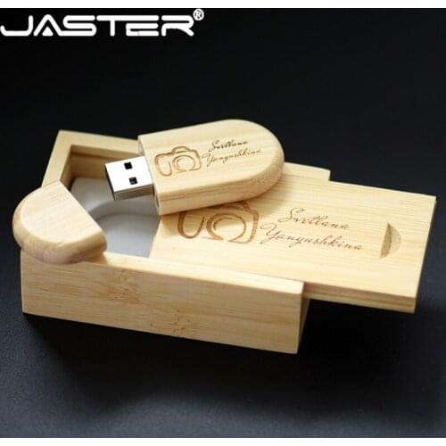 JASTER Wooden USB 2.0 With Box usb flash drive Laser Engraving pen drive 4GB 8GB 16GB 32GB 64GB pendrive For Photography