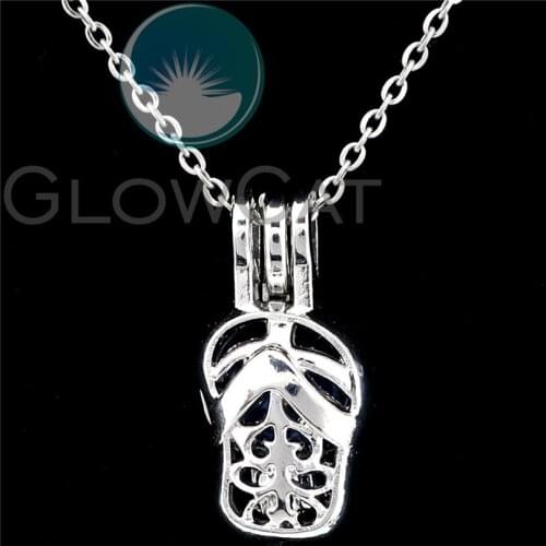 K1224 Cute Flip-flops Slippers Beads Cage Perfume Women Essential Oil Diffuser Pearl Necklaces Jewelry