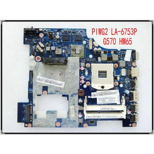 LA-6753P For Lenovo G570 laptop motherboard PIWG2 LA-6753P REV1.0 G570 motherboard HM65 DDR3 PGA989 Mainboard free shipping