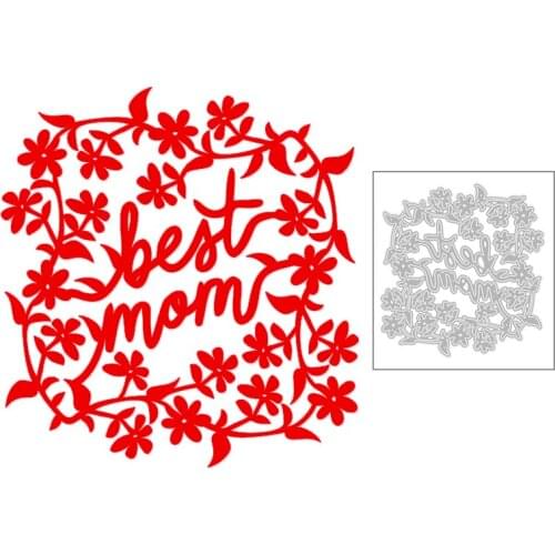 2020 New Mothers Day Metal Cutting Dies Wreath and English Word Best Mom Die Cut Scrapbooking For Craft Card Making no Stamps
