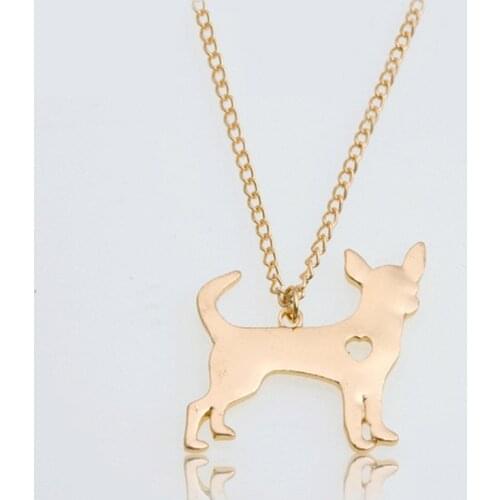 Fashion Dog Love Pendant Necklace Charm Gold Color Link Chain Animal Necklace Pet Lucky Jewelry For Women Girls Gift