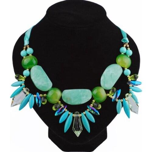 DiLiCa Trendy Stone Flower Statement Necklace for Women Crystal Maxi Necklaces Rope Chain Chokers Jewelry Naszyjnik