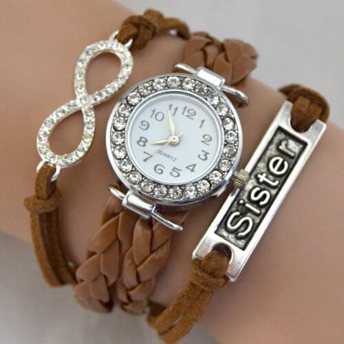 Pulseira Masculina Fashion Sister Infinity Rope bracelet Hand-woven silver Korean Velvet bracelet Fashion Wrap Leather Jewelry