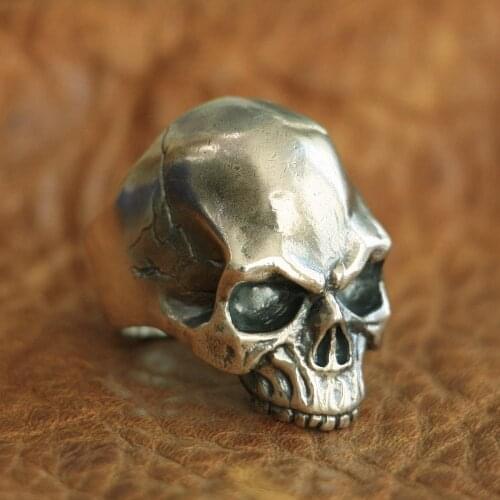LINSION Handmade 925 Sterling Silver Skull Ring Mens Biker Punk Ring TA100 US Size 7~15