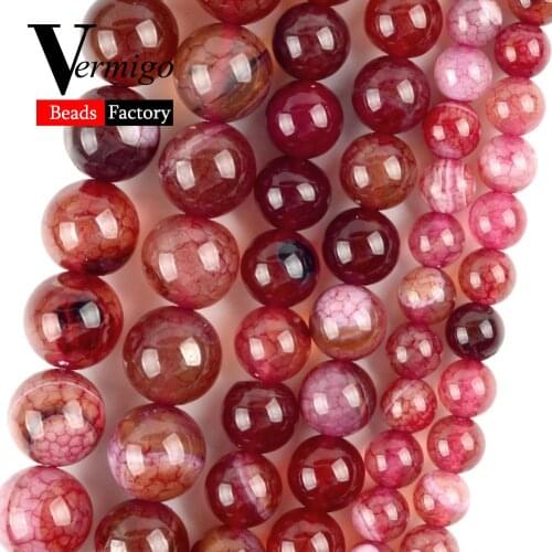 Natural Red Dragon Venis Jaspers Agates Stone Round for Jewelry Making 6-10mm Beads Diy Bracelet Necklace Accessories Wholesale