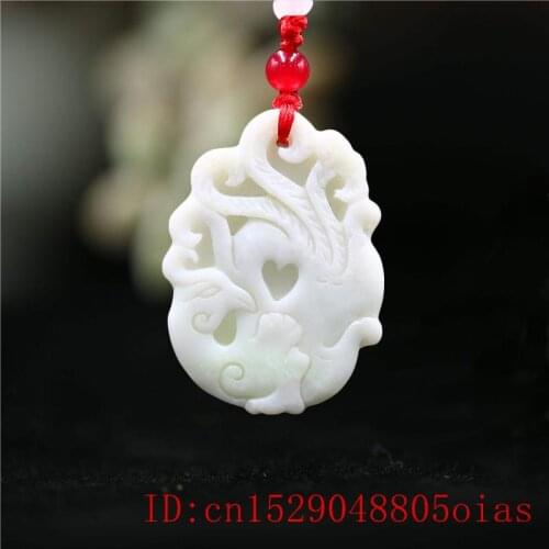 Jade Phoenix Pendant Necklace Natural Amulet for Gifts Carved Charm Fashion Women Jewelry Accessories Chinese
