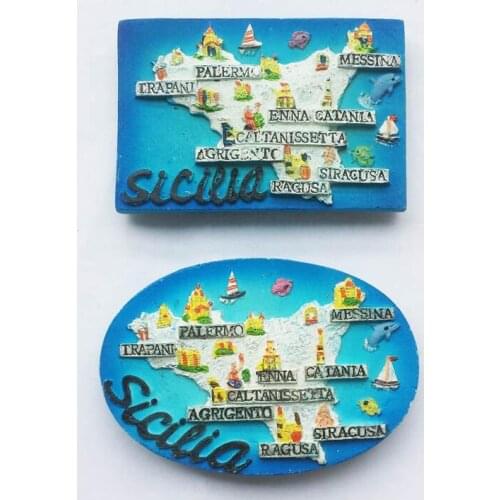 New Italy Sicily Sicilia Island Tourist Travel Souvenir refrigerator Magnet 3D Resin Decorative Fridge Magnet