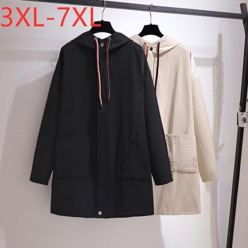 New Ladies Autumn Winter Plus Size Hoodie Jacket For Women Large Long Sleeve Loose Cotton Pocket Long Coat 3XL 4XL 5XL 6XL 7XL