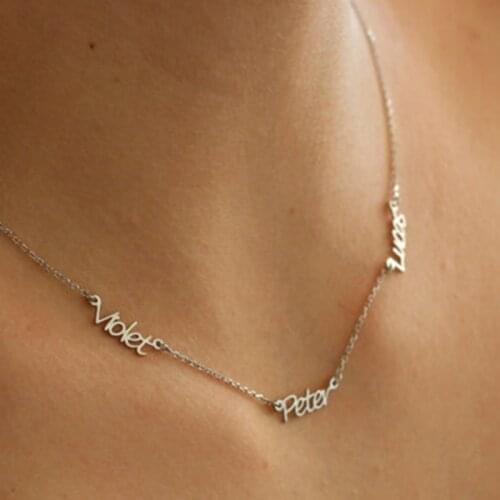 New Personalized Custom 3 Nameplate Pendant Necklace Gold Customized Handwriting Name Fashion Jewelry For Family Friend Gift