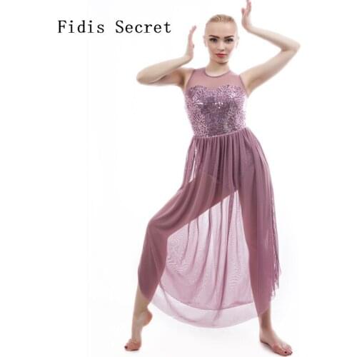 New Grey Lyrical Dress W/Shining Sequins for Women/Girls Ballet/Lyrica/Contemporary Stage Performance/Competition Dance Costume