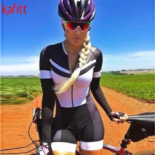 Kafitt New Womens Triathlon Sports Bike Outdoor Sports Cycling Suit Suit Long Sleeve Mountain Bike Racing Cycling Suit Jumpsuit