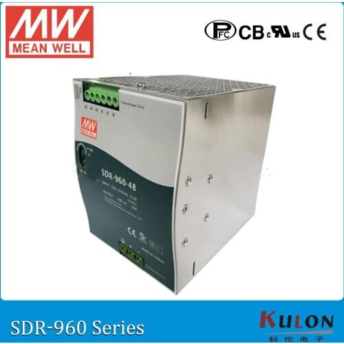 Original MEAN WELL SDR-960 Single Output 960W 24V 48V 20A 40A Industrial DIN Rail Power Supply with PFC