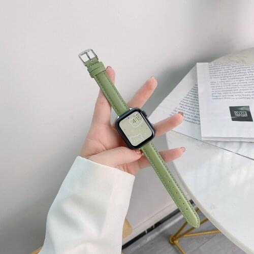 Soft Genuine Leather Strap for Apple Watch Band 38mm 42mm Slim Bracelet Loop for iwatch Series 6SE 5 4 3 2 1 40mm 44mm Wristband