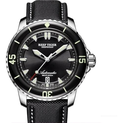 Reef Tiger men dive watch,mens luxury automatic watches sport clock 200m waterproof wristwatch self wind mechanical reloj hombre