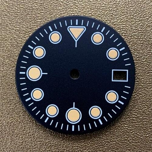 Replacement 28.5MM Watch Dial Green Luminous Wristwatch Dial for NH35/NH36 Watch Movement Repair Kit