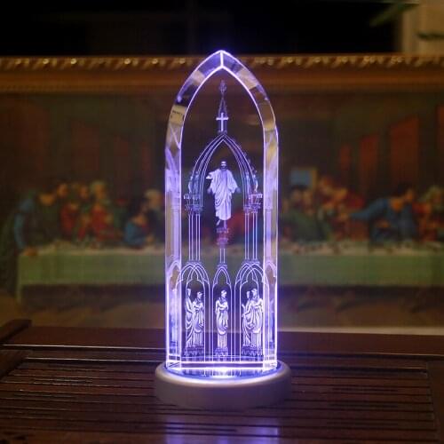 Christ Figurine Crystal Carving Art Sculpture Jesus Cross Statue Catholic Modern Style Home Decoration Accessories Living Room