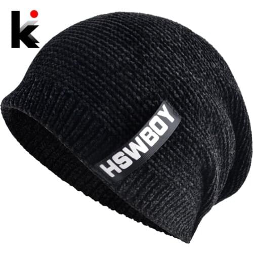 Knitted Wool Beanie Scarf Set For Men Winter Thick Warm Bonnet Gorras New Fashion Hip Hop Skullies Beanies Boys Sport Hat Scarf