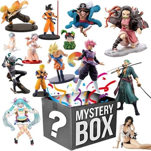 Mystery Lucky Box One Piece Anime Figure Luffy Roronoa Zoro PVC Sasuke Model Girl Rem Dolls Toys Suprise Birthday Gifts Random