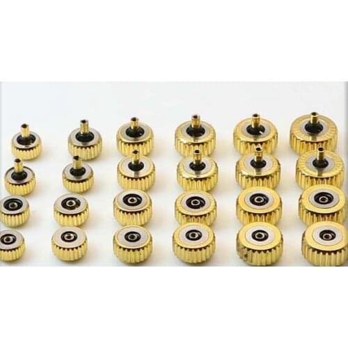 Free Shipping 10pc Gold Stainless Steel Waterproof Watch Crown from 4.5mm to 7.0mm Big Hole 2.5mm Diameter Select Size