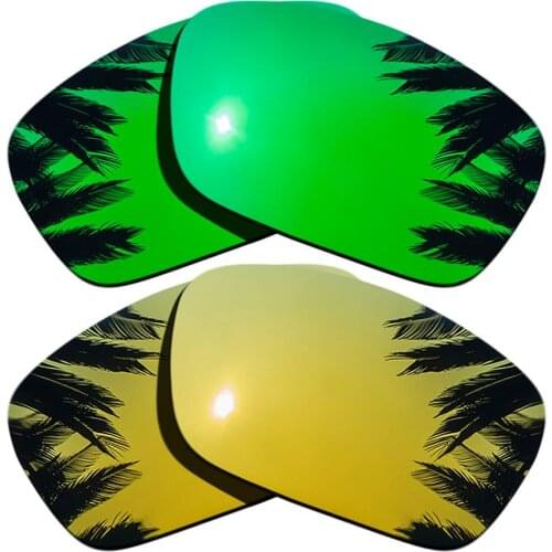 Green Mirrored&24K Gold Polarized Replacement Lenses for Fuel Cell Frame 100% UVA & UVB